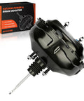 Heavy Duty Vacuum Power Brake Booster Without Master Cylinder Straight Bolt On For 94 To 98 Chevy And Gmc Pickup Trucks, black finish and galvanized push rod.