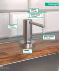Talis Modern Bath And Kitchen Sink Soap Dispenser In Stainless Steel Optic on countertop, 16 oz capacity, above counter height.