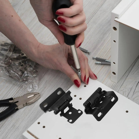 Installation of Two Pack Half Inch Semi Concealed Steel Cabinet Hinges With Auto Closing Mechanism for Home and RV Cabinets