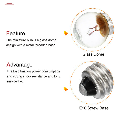 Close-up of Heavy Duty E10 Miniature Bulbs With A Sweet Warm Yellow Glow And Secure Metal Screw Base for flashlights.