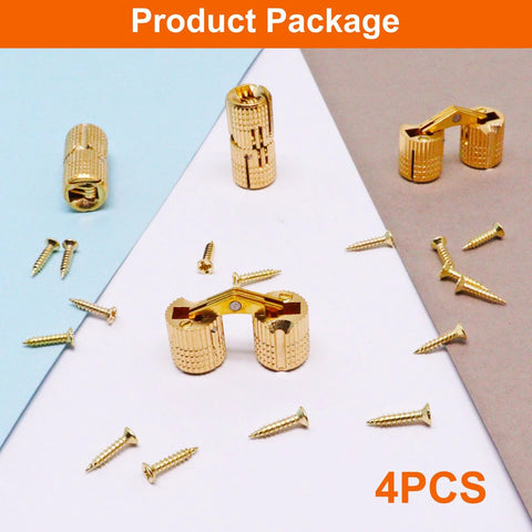 Hidden Brass Barrel Hinges For Wood Boxes 4 Pack 10mm With 16 Screws 180 Degree Opening Ideal For DIY Jewelry Box Making