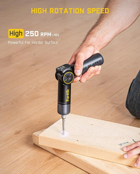 High Performance Pivot Handle Electric Screwdriver Featuring Live Torque Display And Eight Adjustable Settings For Hustle Ready Tech Repairs And Smooth Jobs in use on wooden surface