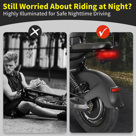 Rear Tail Light For Electric Bikes, 36V To 48V Ebike Brake Signal, Ultra Bright Be Seen Night Riding Lamp on ebike rear view