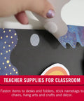 Heavy Duty Adhesive Hook And Loop Dots For Smooth Surfaces Medium Black 3/4 Inch Circles 200 Pack used for classroom organization