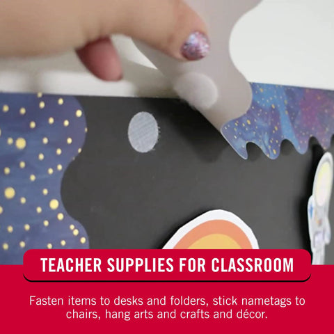 Heavy Duty Adhesive Hook And Loop Dots For Smooth Surfaces Medium Black 3/4 Inch Circles 200 Pack used for classroom organization