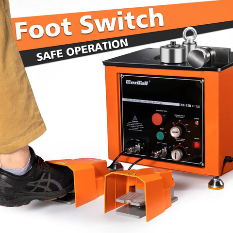 Centall 1 Inch 1600W Electric Rebar Bender With Dual Foot Pedals showing foot switch for safe operation and control features.