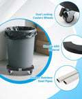 Adjustable Drum Dolly With Locking Wheels Fits 15 To 19 Inch Drums for easy movement of trash cans, dual locking casters shown.