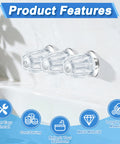 Three Handle Bathtub Shower Trim Kit Compatible With Verve Windsor Faucets, clear acrylic knobs on marble wall