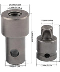 Beefed-Up Earth Auger Adapter With Four Interface Types For Impact Wrench And Hammer Drill, shown with size measurements