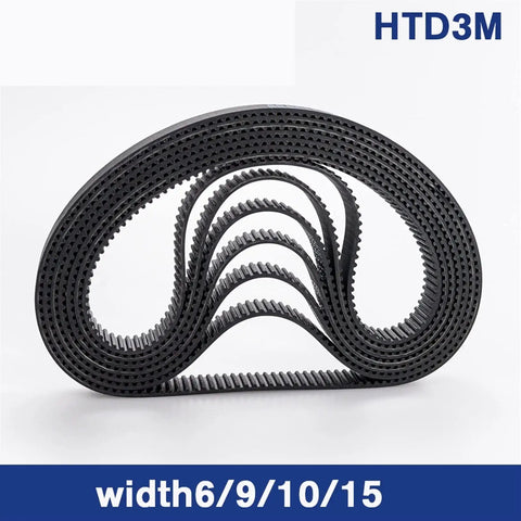HTD 3M Timing Belt For 3D Printers Closed Loop Synchronous Belt with 3mm Pitch and widths 6/9/10/15mm displayed in a loop