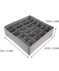 Multi Pocket Cloth Drawer Organizer For Bras Socks Ties And Briefs A Big Time Game Changer For Your Closet, grey fabric, 32CM x 32CM x 10CM.