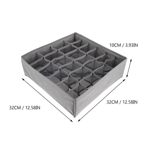 Multi Pocket Cloth Drawer Organizer For Bras Socks Ties And Briefs A Big Time Game Changer For Your Closet, grey fabric, 32CM x 32CM x 10CM.