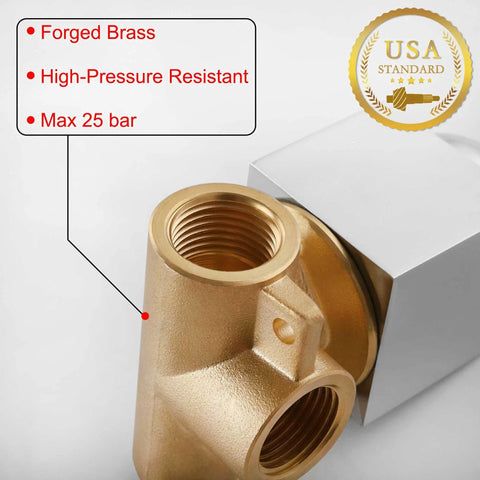 Wall Mount Shower Mixing Valve Kit With Durable Brass Body, Polished Chrome Trim, High-Pressure 25 bar, USA Standard