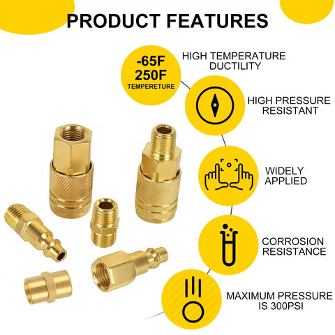 45 Piece One Quarter Inch NPT Air Hose Fittings Kit With Quick Connects Including Male And Female Plugs