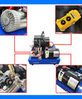 Badass 12V Portable Hydraulic Hose Crimping Tool For Garage Crews With Ten Quick Swap Dies Precision Dial Setup Smooth Operation view showing motor and control components.
