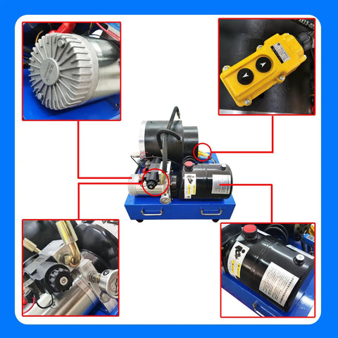 Badass 12V Portable Hydraulic Hose Crimping Tool For Garage Crews With Ten Quick Swap Dies Precision Dial Setup Smooth Operation view showing motor and control components.