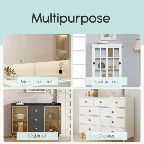 Six Pack Grayish Green Aluminum Self Adhesive Knobs For Cabinets And Drawers Easy Stick On Cupboard Handles No Drill Needed Dresser Window Closet Upgrade on mirror cabinet, display case, cabinet, and drawer