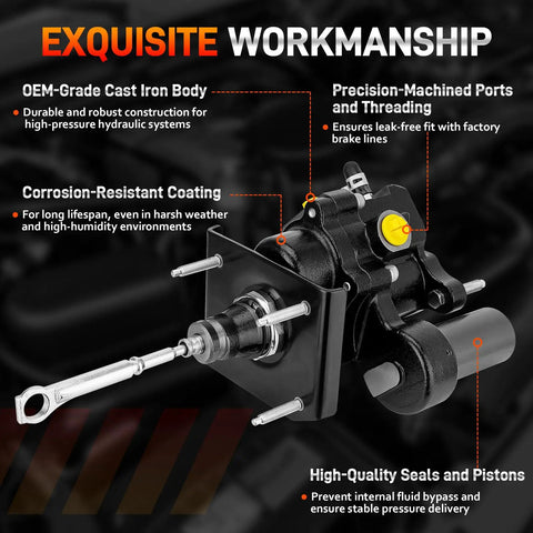 Hydraulic Power Brake Booster For Ford Excursion 2000 2005 And F Series Super Duty Trucks 1999 2004 product close-up with features labeled