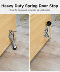 6 Pack Built Tough Heavy Duty Zinc Alloy Door Stop Set With Foot Operated Action And Spring Return, shown on hardwood floor