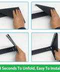 Hands demonstrating the easy installation process of Rock Solid Heavy Duty 4U Vertical Wall Mount Rack Pack Of Two for network equipment.