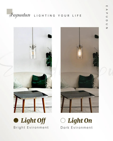 Two Pack Brushed Nickel Pendant Lights For Kitchen Island And Dining Room, Adjustable Drop Height, Clear Glass Farmhouse Ceiling Fixtures, Dope Modern Pendant Lighting For Sink Area And Home Decor