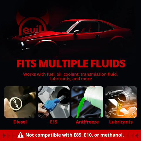 Red sports car and fluid icons for 6AN Braided Fuel Line Hose 20Ft Black With CPE Inner Layer And Nylon Sheath descriptions