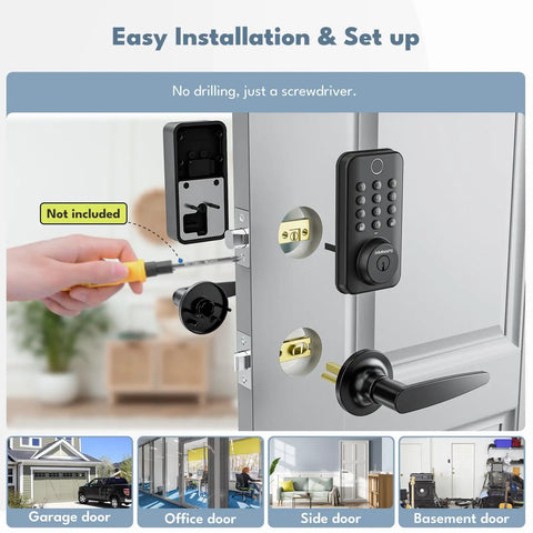 No Sweat Keyless Entry Deadbolt With Lightning Fast Biometric Fingerprint Scan And Custom Digital Keypad Codes For Super Smooth Home Access In Durable Black Metal Build