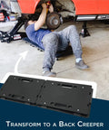 Rock Solid Heavy Duty Furniture Dollies With Wheels For Moving And Interlocking Rolling Movers That Transform Into A Stackable Creeper With 450 Pound Capacity For No Sweat Relocation in use under a car.
