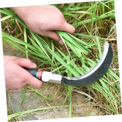 Using Two Piece Manganese Steel Weeding Sickle Set With Short Handles For Durable Grass Cutting, Harvesting Weeds, And Vine Trimming