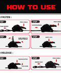 Instructions for use of Heavy Duty Retractable Ratchet Straps One Inch By Thirteen Foot Bolt On Cargo Tie Down.