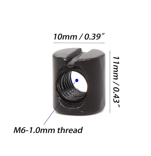 Close-up of 10mm barrel nut from Crib Screws Kit M6 1.0 Black Hex Socket Cap Bolts 40mm 50mm 60mm 70mm 80mm Plus 10mm