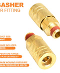 GASHER brass 1/4-inch NPT male quick-connect air couplers, knurled, 2-pack