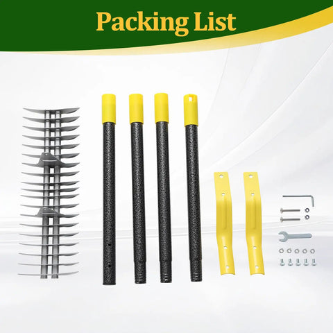 19 Tine Cold Pressed Steel Dethatcher Rake With 72 Inch Adjustable Handle And Ergonomic Grip parts and accessories