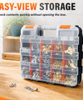 Double Sided 34 Compartment Tool Organizer With Clear Lid Grab And Go Four Pack Adjustable Dividers for storage