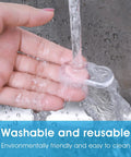 Rinsing clear silicone bumper from 20 Piece Silicone Toilet Seat Bumper Kit With Strong Adhesive Universal Fit For Home Hotels And Schools