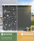 Triple Door Outdoor Storage Shed With Lockable Doors 7.5 By 4 Foot Steel Backyard Cabinet in winter and summer