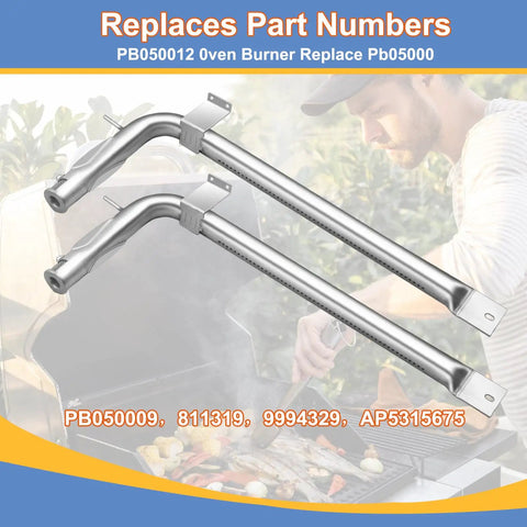 Two Pack Stainless Steel Oven Burner Tubes Gas Replacement For Viking Range 17 Inch Fits EVGIC305 EVGIC365 VGIC305 VGIC367