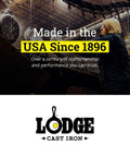 All American Cast Iron Skillet 10.25 Inch Pre Seasoned Frying Pan With Teardrop Handle For Oven Stovetop Grill Campfire Use Made In USA Non Toxic Even Heating 250th Anniversary Logo; Lodge Cast Iron USA since 1896.