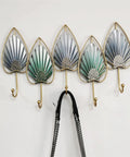 Heavy Duty Wall Mounted Coat Hooks For Door Entry Solid Iron Frame in leaf design, wall-mounted, multi-colored, stylish home decor.