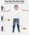 Child wearing Durable Family Rain Ponchos For Kids And Adults With Drawstring Hood Waterproof Lightweight Breathable Clear And Assorted Colors Ideal Emergency Rain Gear For Travel Theme Parks And Outdoor Adventures
