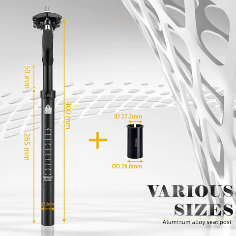 Beefy Suspension Seatpost For Tall Riders With 300 Pound Support And 28.6Mm Shim To Fit 28.6Mm Tubes, 400Mm Length