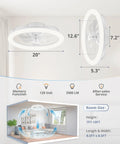 Diagram of 20 Inch Low Profile Breezy Ceiling Fan With Lights And Remote Dimmable LED Light 3000K To 6000K in a room setting