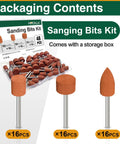 48Pcs Aluminum Oxide Mounted Grinding Stone Bits Set with one eighth inch shanks includes bullet cylinder flat head shapes