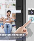 Finger pressing Wireless Wi-Fi Video Doorbell Camera With Two-Way Audio For Outdoor Front Door No-Brainer Easy Install Night Vision And Cloud Storage 2 4G Wi-Fi Video Doorbell With Chime Home Security System White