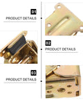 Close-up of 4 Pack Foldable Self Lock Hinges for Doors and Tables, showing heavy duty SPCC metal construction and self-locking mechanism.