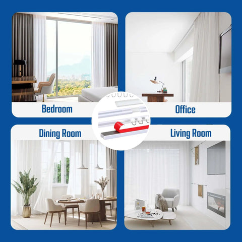 Self Adhesive Curtain Track For No Drill Ceiling Mount 3 M Long Window Drapery Rail used in bedroom, office, dining room, living room