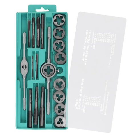 20 Piece Alloy Steel Tap And Die Set For Metric Threads, Precision Thread Tool Kit For Cutting External And Internal Threads, CNC Machined Teeth, 60 HRC Hardness, Coarse And Fine Taps And Dies For Home Workshop Projects