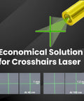 Budget Friendly Green Crosshair Laser Module 520nm With Class 1 Eye Safe Output, APC Driver, D9 X L26 mm, 7 To 10 VDC, 0 To 1 Meter Range, Green Laser Head For Precise Targeting And DIY Projects, green crosshair beam display