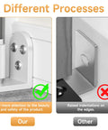 Comparison of two barn door floor guides highlighting the white aluminum design vs. rough metal edges for safety and aesthetics.