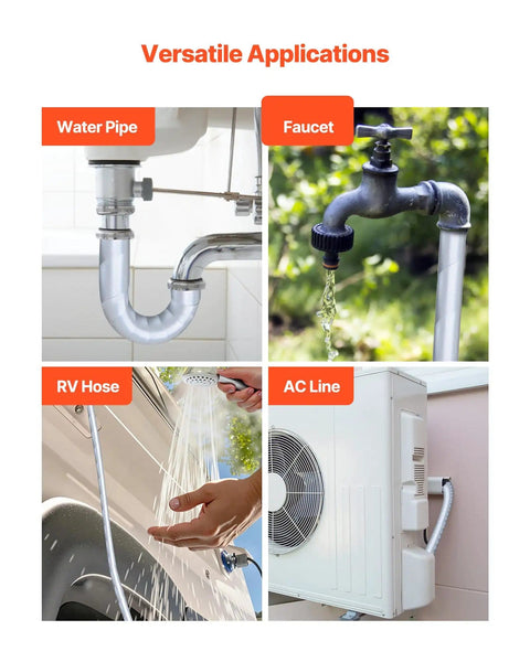 Pipe Insulation Wrap 32.8 Feet By 2 Inches With Aluminum Foil Layer used on pipes, faucet, RV hose, and AC line in various settings